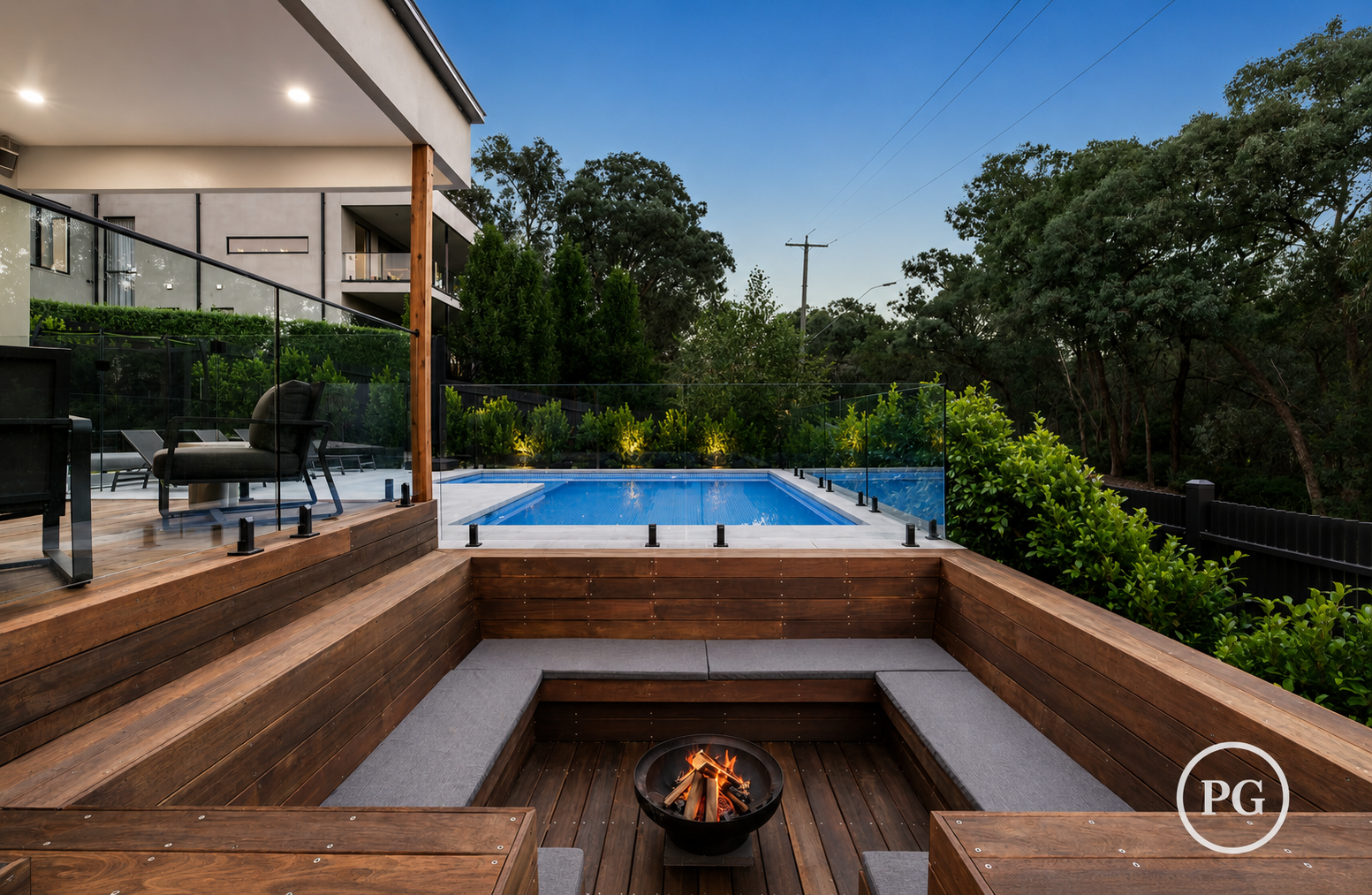 Diamond Creek sunken fire pit and pool